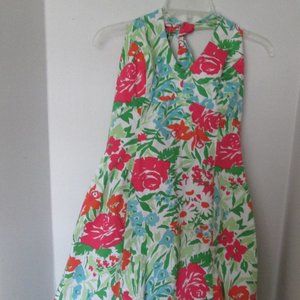 Chaps Sundress Size 8 ties around neck Floral
